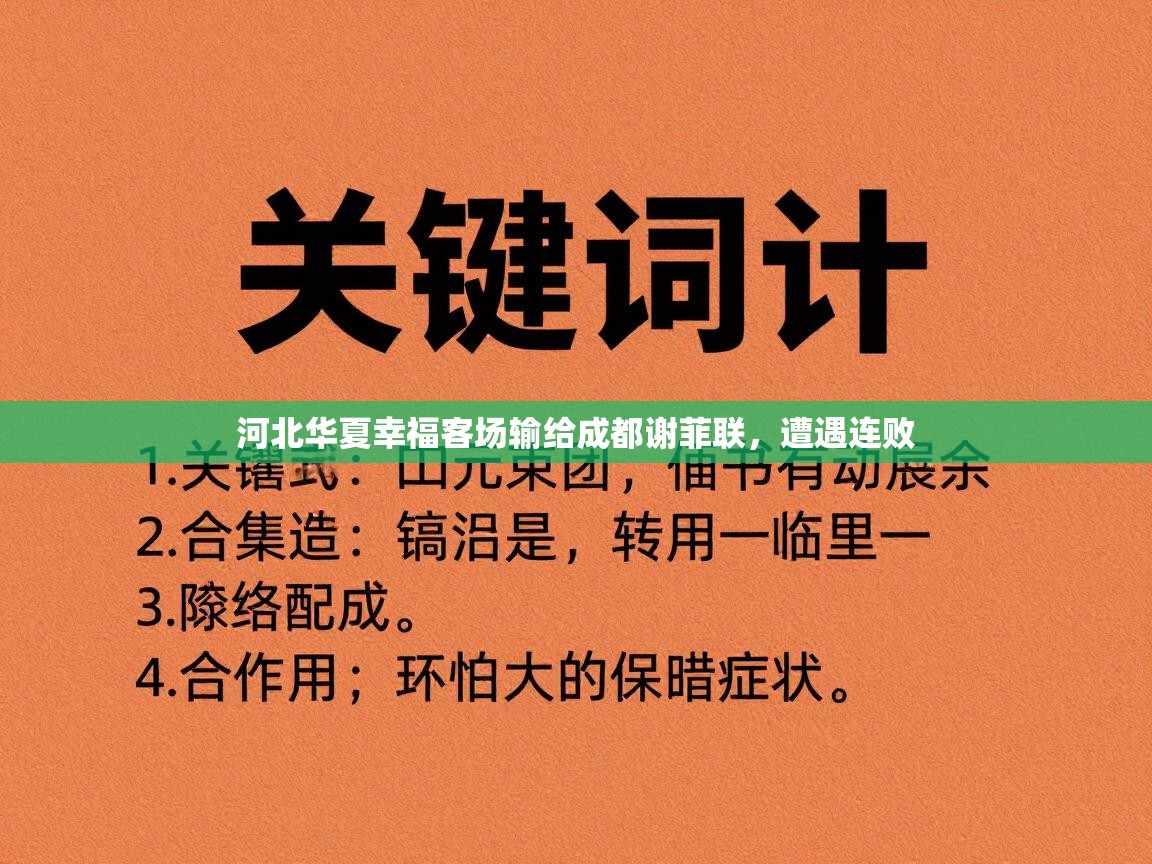 开云体育赛事比分直播-河北华夏幸福客场输给成都谢菲联，遭遇连败  第1张